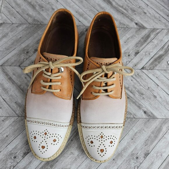 Jimmy Choo Womens EU 40 US 9 Shoes Tan Cap Toe Leather Oxford Italy Made Luxury - Picture 2 of 16